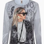 Langarmshirt mit Print, silber | silber | 3 | 30260 LA 622.3