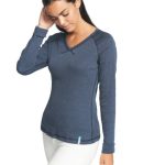 Langarmshirt Raglan für Damen mit Neurodermitis Jeansblau