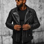 Herren Lederjacke Schwarz OZONEE JS/11Z8026