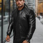 Herren Lederjacke Schwarz OZONEE JS/11Z8105Z
