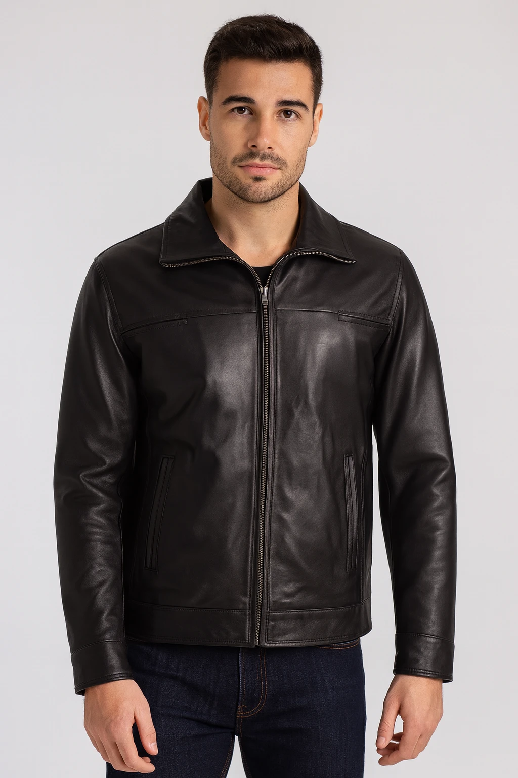 lederjacke-787zyj.webp Kent Schwarze Lederjacke Herren – Ikonischer Stil & Premium Qualität – Bild 1
