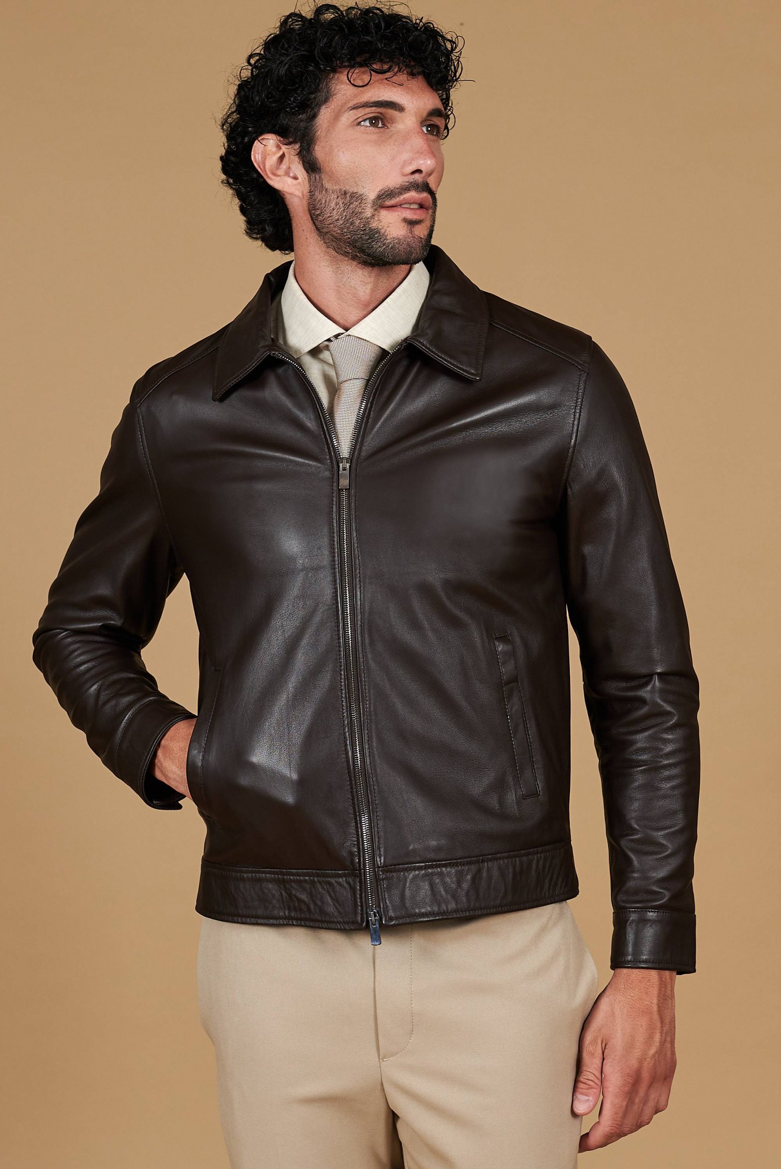 lederjacke-herren-294dab-1.jpg Lederjacke herren braun lederjacke hemdkragen Marlon Cam | D'Arienzo – Bild 1