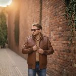 Vintage Retro Lederjacke Herren Lederjacke Herbst Winter Vintage Motorrad Bikerjacke mit Abnehmbarer Kapuze