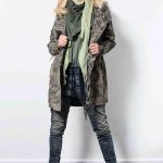 PLEASE Damen Parka khaki olive grün camouflage