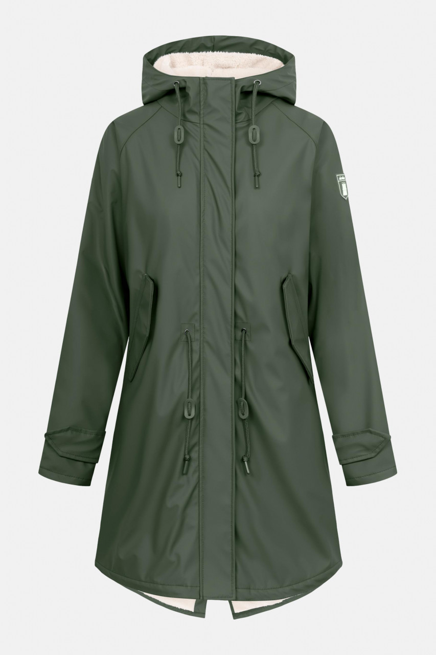 regenjacke-damen-997hvr-1.jpg Derbe Friese Tidaholm Damen Regenjacke Oliv Gefüttert | Derbe Hamburg Shop – Bild 1