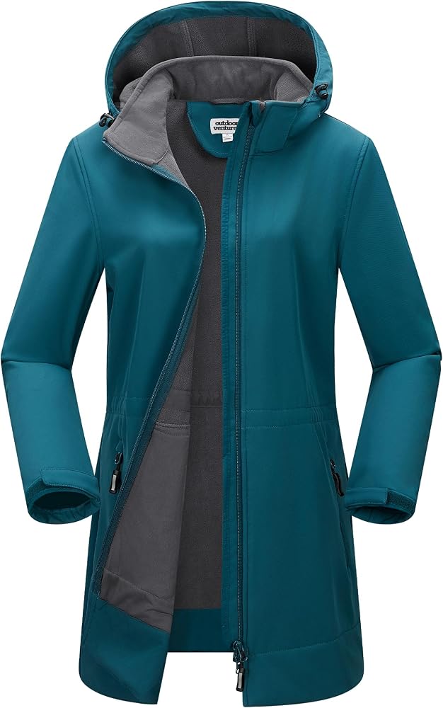 softshell-jacke-damen-969ywe-1.jpg Outdoor Ventures Damen Softshelljacke Wasserdichte Lange Softshellmantel | Fleece Gefütterte Übergangsjacke, Winddichte Windbreaker, 2 Wege ... – Bild 1
