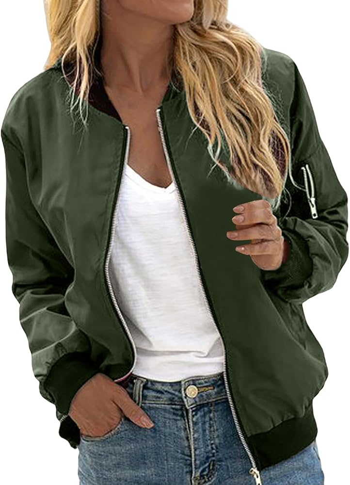 sommerjacke-damen-743qmz-1.jpg Leichte Sommerjacke Damen, Frühlings Sweatjacke Coat Up Solid Leichte Coat Bomberjacke Kurze Blouson Sommer Reißverschluss Jacke Casual Pilotenjacke Langarm Outwear Zip Herbst Frühling : Amazon.de: Fashion – Bild 1