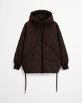 Lange Kapuzen Steppjacke relaxed aus recyceltem Polyester braun | Steppjacken | MARC O'POLO