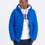 OMBRE Steppjacke Herren Steppjacke mit Kapuze blau V1 C549 M