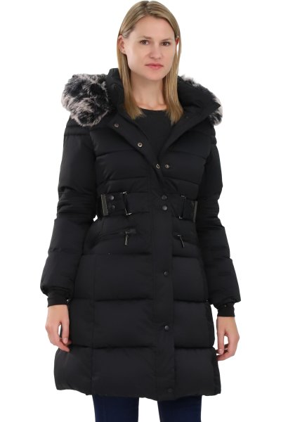 steppmantel-damen-233vst-1.jpg Steppmantel mit Kapuze und Webfellbesatz Damen 81169, 89,95 € – Bild 1