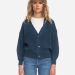 Smilla Kurzer Strick Cardigan mit Knöpfen aus Bio Baumwolle, blau, GOTS