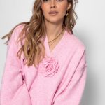 Strickjacke mit Blumenapplikation rosa – SASSYCLASSY