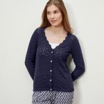 Strickjacke mit Ajour Muster, dunkelblau bei Tchibo kaufen | 206305