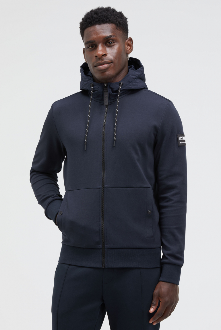 sweatjacke-544qwu-1.jpg CAMP DAVID & SOCCX | Sweatjacke aus Interlock mit Nylon Kapuze true navy | S – Bild 1