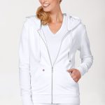 Sweatjacke Damen mit Kapuze weiß