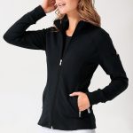 Sweatjacke Damen Stehkragen schwarz