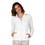 Eva Sweatjacke Damen Größe XS bis 3XL weiß mit Stehkragen