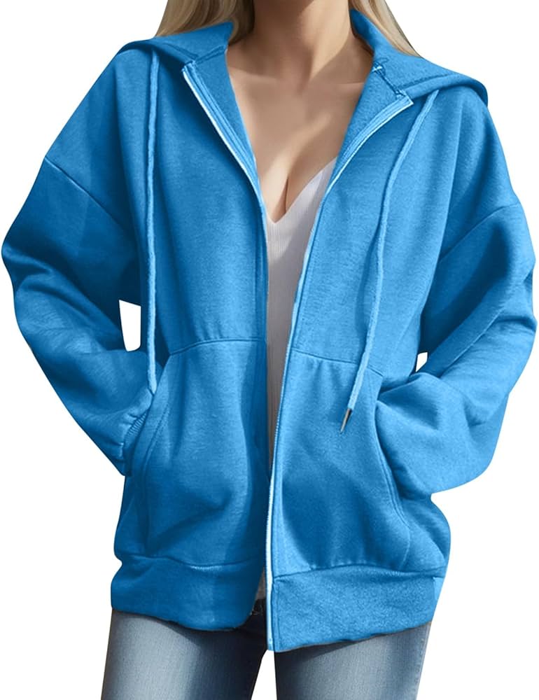 sweatjacke-damen-711ifn-1.jpg Sweatjacke Damen, Kapuzenjacke Sweatjacke Damen Große Größen Langarm Kapuzenjacke Einfarbig Zip Casual Lose Hoodie Herbst Winter Thermojacke Damen College Jacke Mädchen : Amazon.de: Fashion – Bild 1