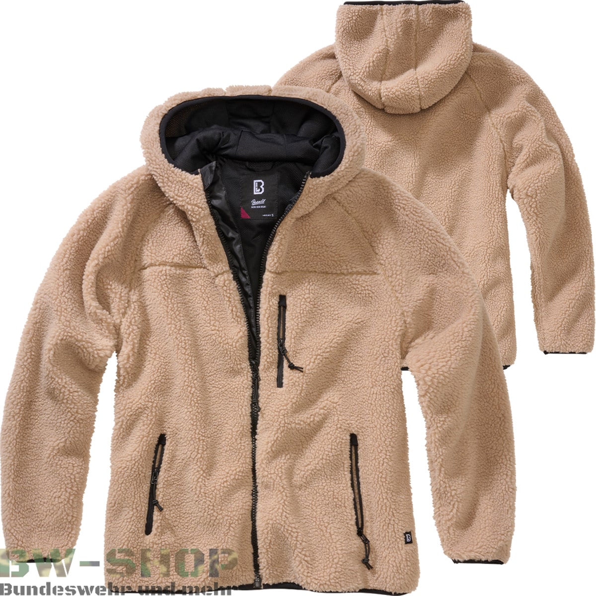 teddy-jacke-damen-482lbk-1.jpg Brandit Teddyfleece Jacke mit Kapuze Damen | BW Shop – Bild 1