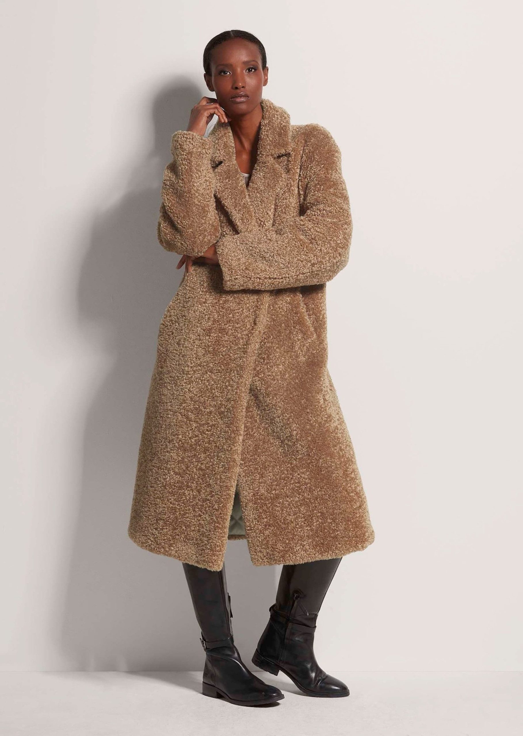 teddy-mantel-damen-303fwn-1.jpg Teddyfell Mantel Damen Teddy Mantel Hellbraun Teddyfell Mantel Braun Teddy Mantel Beige Esprit Teddyfell Jacke – Bild 1