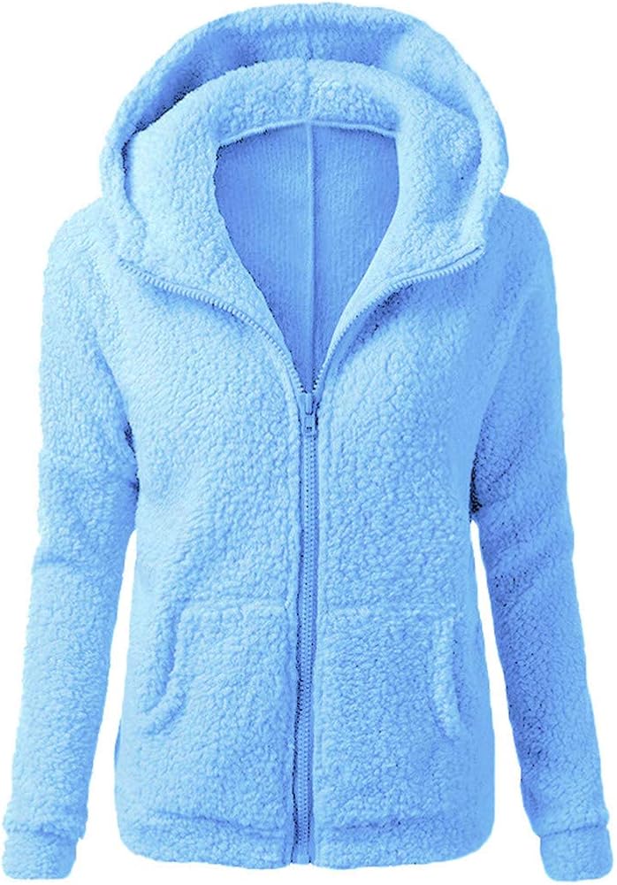 teddyjacke-damen-663uvz-1.jpg Generisch Fleecejacke Damen Winter Teddy Jacke Herbst Kapuzenpullover,Warme Plüschjacke Mit Kapuze Sweatshirt Große Größen Übergangsjacke Tasche ... – Bild 1