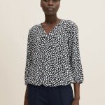 TOM TAILOR Bluse navy geometric design/schwarz Zalando