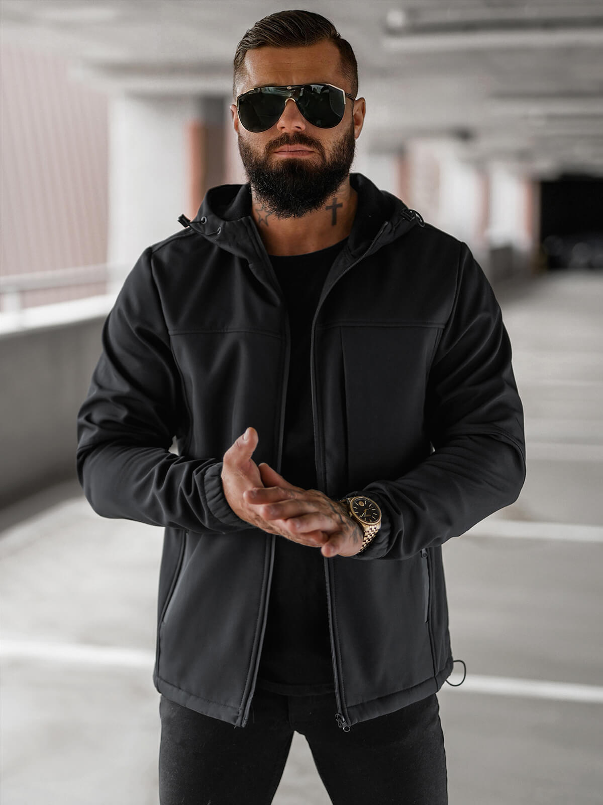uebergangsjacke-255ohc.jpg Herren Übergangsjacke Schwarz OZONEE JS/27B6523/3Z – Bild 1