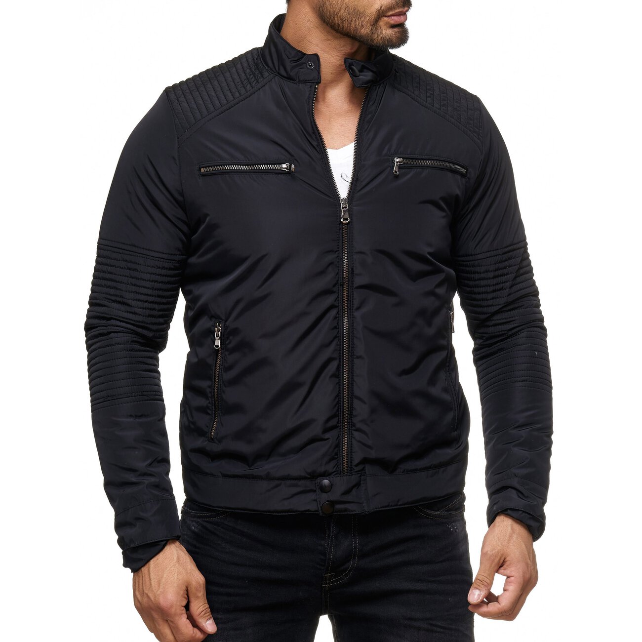 uebergangsjacke-621boo.jpg Herren Jacke Übergangsjacke Windbreaker gesteppte Blouson Jacke – Bild 1