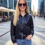 Damen Glanz Übergangsjacke MFY Schwarz