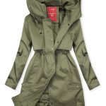 Übergangsjacke/Mantel mit Kapuze, Olivgrün