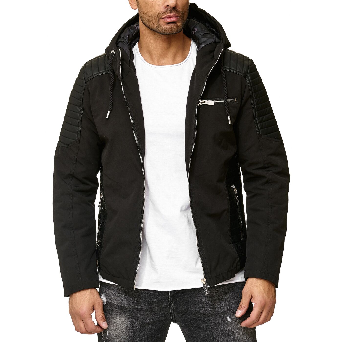 uebergangsjacke-herren-839mbb.jpg Red Bridge Herren Jacke Übergangsjacke Kunstleder Biker Elements – Bild 1