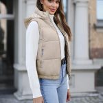 Kapuze Kurze Weste Damen Beige Damenweste Only Daunenweste Damen Damenweste Kurze