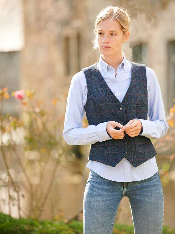 weste-damen-322soz-1.jpg Wellington Harris Tweed Damen Weste 613 scottish blue – Bild 1