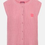 Basic Strick Vest Damen Strickpullover Rose Tan Rosa Weste