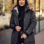Damen Winterjacke Parka mit Kapuze 2in1 Schwarz Bolf 16M9199
