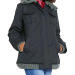 Damen Winter Jacke mit Strick Details stylische Outdoor Jacke 955517 Schwarz