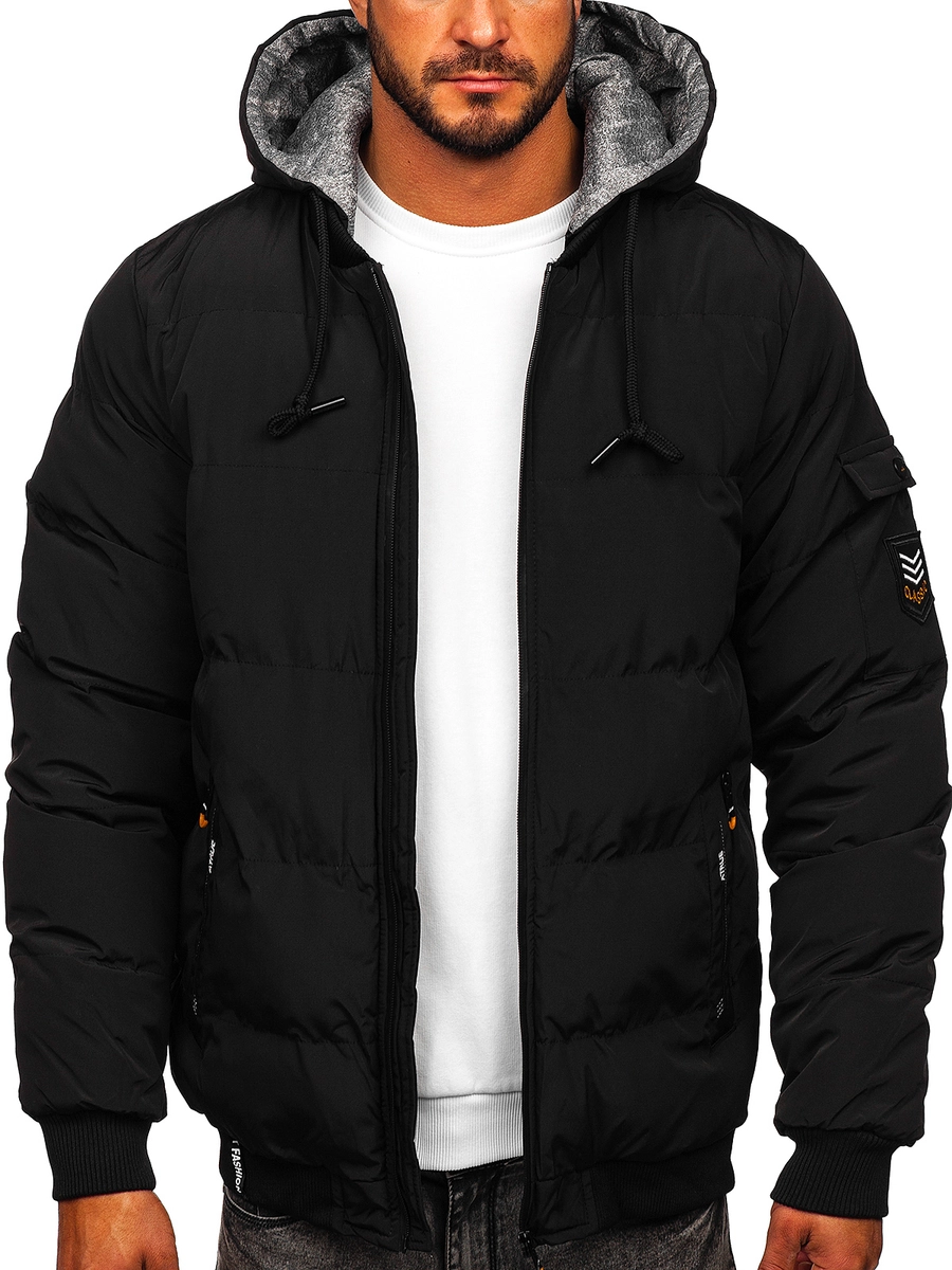 winter-jacken-herren-738bnd.webp Herren Gepolsterte Winterjacke Schwarz Bolf 7408 Bolf.de – Bild 1