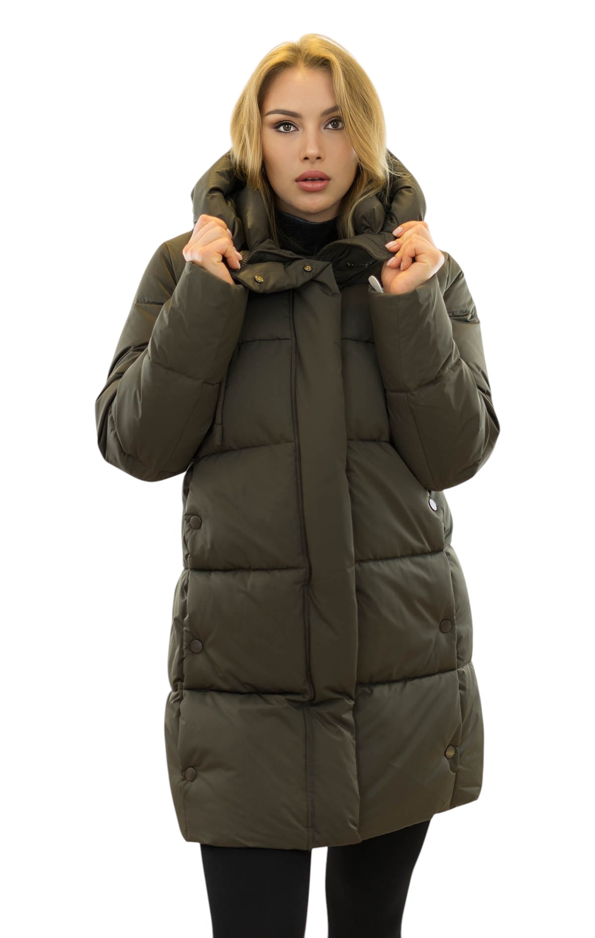 winterjacke-184nos-1.jpg Lange Warme Winterjacke „Ayla" braun Damenjacke mit Wattierung – Bild 1