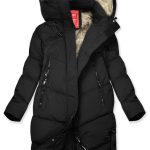 Extra warme lange Winterjacke mit Plüsch Schwarz