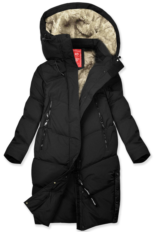 winterjacke-424jtt-1.jpg Extra warme lange Winterjacke mit Plüsch Schwarz – Bild 1