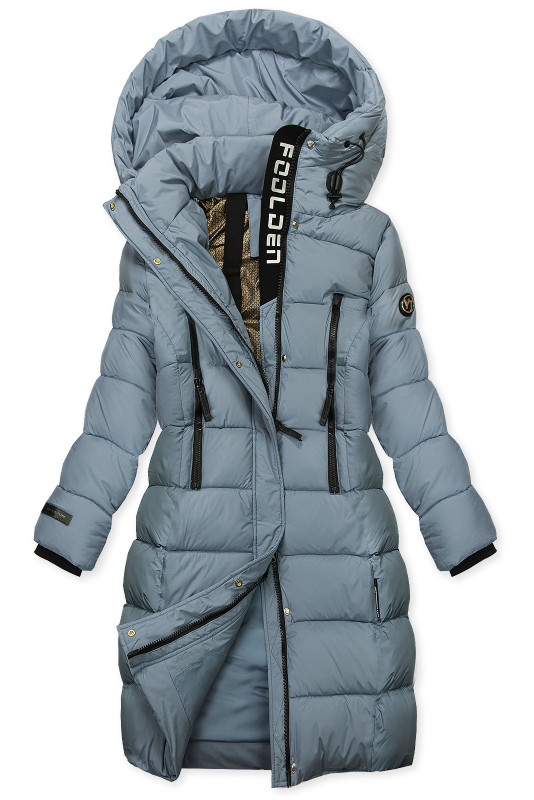 winterjacke-damen-071xxa-1.jpg Damen Winterjacke mit Kapuze, Stahlblau – Bild 1
