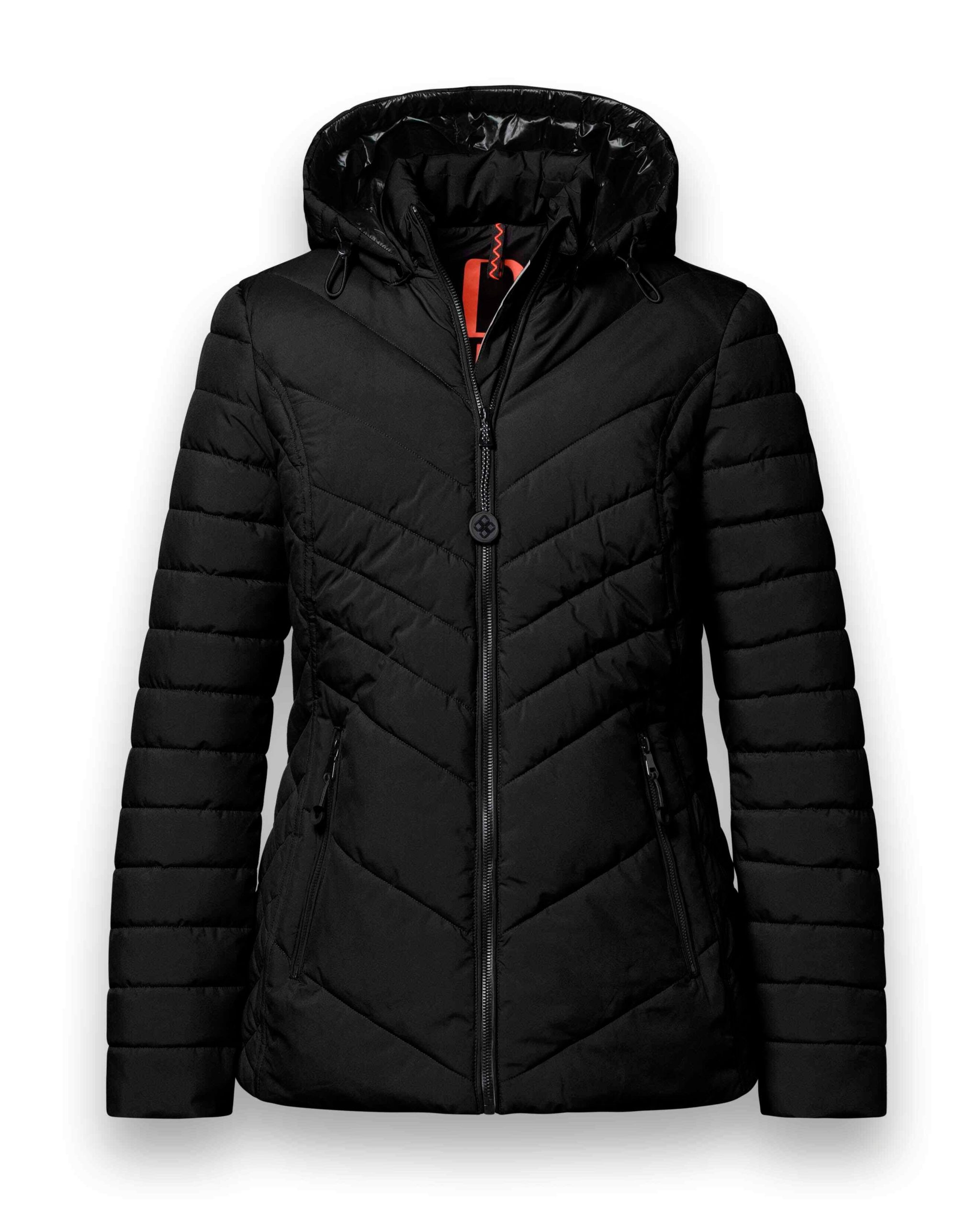 winterjacke-damen-710rzu-1.jpg District Winterjacke Winter Steppjacke Kaprun (mit Kapuze, wasserabweisend) schwarz Damen – Bild 1