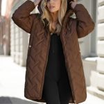 Lange Damen Winterjacke Schokolade OZONEE JS/5M3352/158