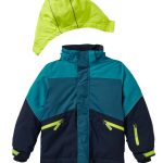 Kinder Robustjacke in dunkeltürkis mit Neon Kapuze, gefüttert, 99,95 €