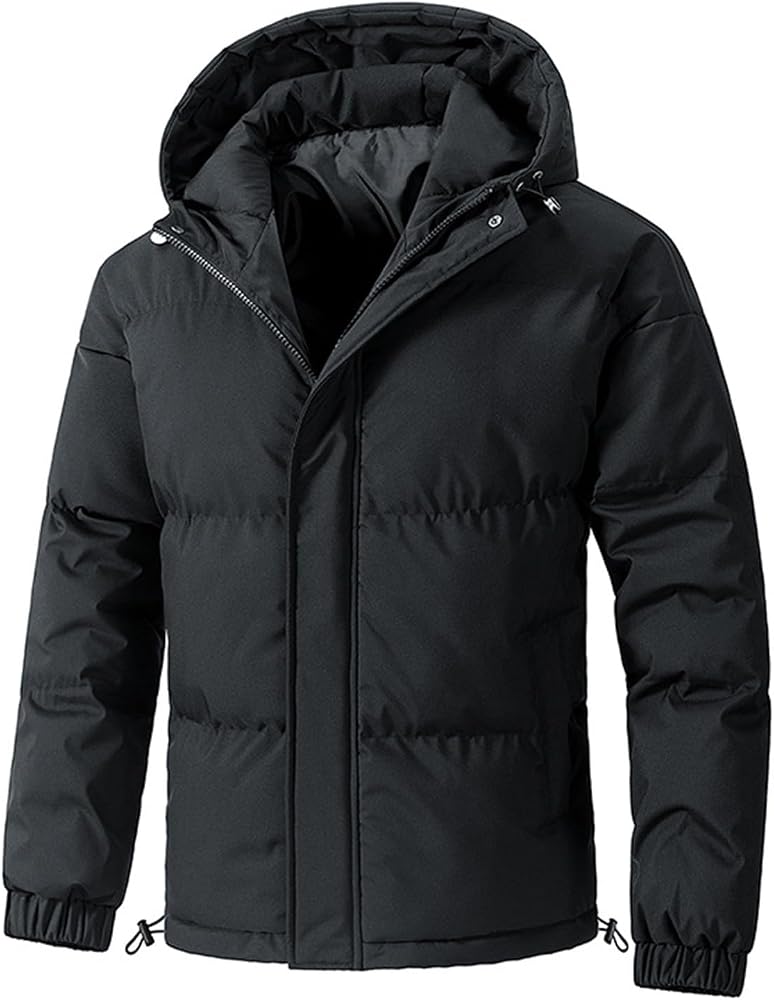 winterjacken-fuer-herren-372iek.jpg Herren Winterjacke, wasserdicht, warm, Winter, langärmelig, warm, mit Kapuze, gepolstert, Winterjacken für Herren, Übergröße, dicke warme Jacken, Windbreaker, warm, dicker Reißverschluss, Schwarz , M : Amazon.de: Fashion – Bild 1