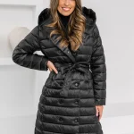 Damen Wintermantel lang gefüttert mit Kapuze Schwarz Bolf 5M3159A Bolf.de